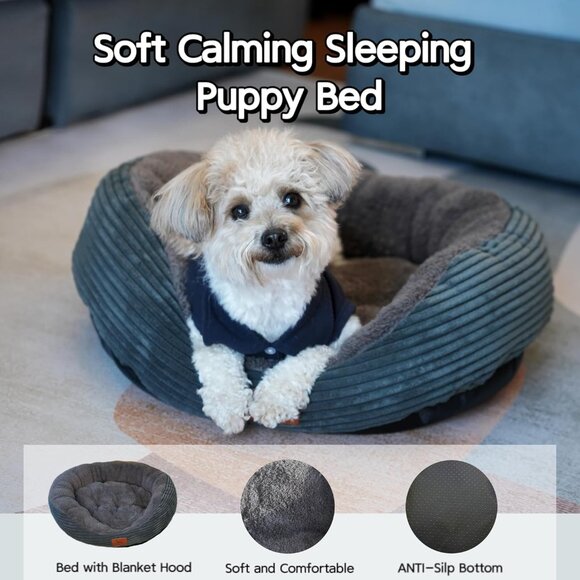 Dog Beds Small Dogs Waterproof Lining Nonskid Bottom Washable 19x16 Dark gray - Picture 3 of 5